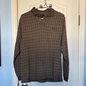 Van Heusen Men's Brown Grid Polo Shirt